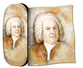Johann Sebastian Bach Portrait as Watercolor – Spectacle Case With Cleaning Cloth