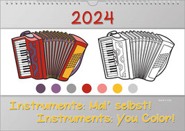 The Music Calendar "Instruments: You Color!" 2024, DIN A4