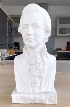 Wolfgang Amadeus Mozart Bust Made of Alabaster Gypsum and Eight Free Add-Ons