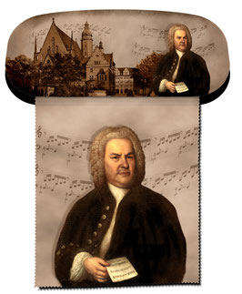 Johann Sebastian Bach Portrait and the St. Thomas Church in Leizig as a Collage – Spectacle Case With Cleaning Cloth