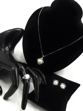 Box Bijoux + Solitaire en Véritable Perle de Culture