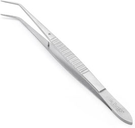 PINZA A PUNTA CURVA INOX , 35 cm ,  confezione 1 pz .