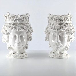 COPPIA TESTE DI MORO H.30 cm TOTAL WHITE