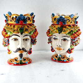 COPPIA TESTE DI MORO H.30 cm DECORO "SICILY"