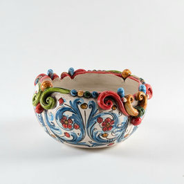 Centrotavola D.22 cm in Ceramica di Caltagirone Rilievi Multicolore