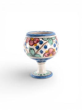 Calice H.10 cm in Ceramica di Caltagirone Decoro MIllefiori Rosso e Verde