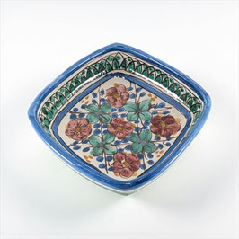 Ciotola Quadrata 20 cm in Ceramica di Caltagirone decoro Millefiori