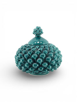 Biscottiera Pigna D.18 cm Verde Ramina in Ceramica di Caltagirone