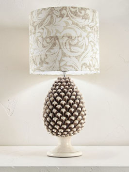 Lume Pigna h.60 cm Sfumata in Ceramica di Caltagirone con Paralume Cilindro Damascato