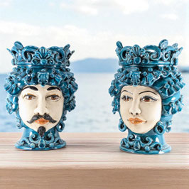 COPPIA TESTE DI MORO H.30 cm DECORO "MAREMORO"