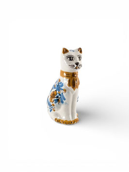 Gatto H.15 cm decoro Blu & Arancio