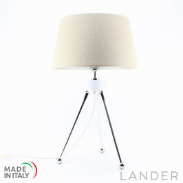 Lampada Treppiede h.41 cm LANDER con Paralume in Eco Pelle Crema