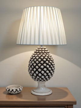 Lume Pigna h.60 cm Sfumato in Ceramica di Caltagirone con Paralume Impero Plissettato