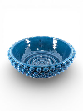 Centrotavola Pigna D.30 cm in Ceramica di Caltagirone Blu Antico