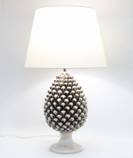 Lume Pigna h.60 cm Sfumato in Ceramica di Caltagirone con Paralume Impero Avorio