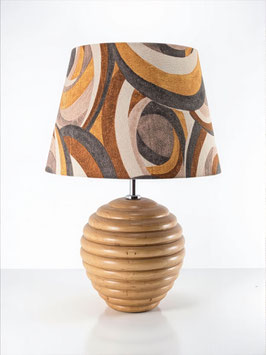 Abat-Jour Miele da tavolo h.45 cm Legno Naturale con Paralume Impero fantasia Onde