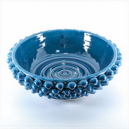 Centrotavola Pigna D.30 cm in Ceramica di Caltagirone Blu Antico