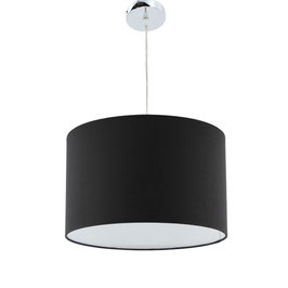 LAMPADARIO A SOSPENSIONE CILINDRO TESSUTO COTONE NERO 20