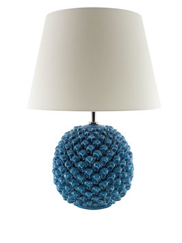 Lume Sfera Pigna h.50 cm in Ceramica di Caltagirone Blu Antico