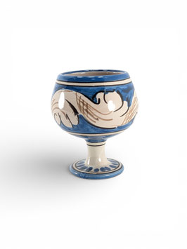 Calice H.10 cm in Ceramica di Caltagirone Decoro Ornato Bianco
