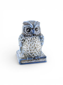 Gufo Civetta su Libro H.20 cm decoro Blu