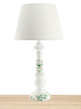 Abat-Jour da tavolo Lena h.58 cm finitura bianca Decoupage foglie con Paralume Avorio