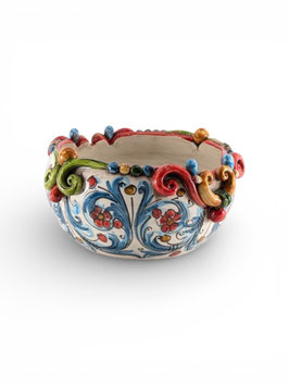 Centrotavola D.22 cm in Ceramica di Caltagirone Rilievi Multicolore