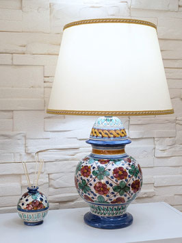 Lume h.55 cm in Ceramica di Caltagirone decoro Millefiori Bordeaux