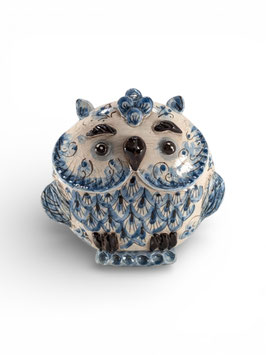 Gufo Civetta con Base h.20 cm decoro Blu