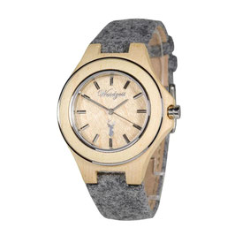 Zirbenuhr Damen mit Lodenarmband