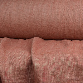 Summer blanket Lithuania,Herringbone, undyed flax & terracotta