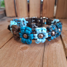 Halsband Blümchen blau/petrol/braun