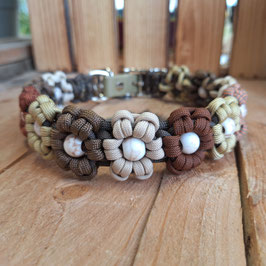 Halsband Blümchen braun-creme