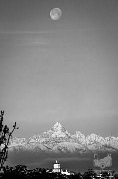 Bianco e nero 8b - I Cappuccini, il Monviso e la luna