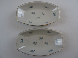 2er Set servierschalen schmuckschalen "Jäger Eisenberg" Blumendekor Goldrand Vergissmeinnicht (L)