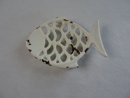 Seifenschale Fisch Weiss Vintage Deko Frankreich (L)