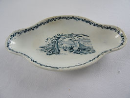 Servierschale Seifenschale Schmuckschale Steingut blaues Dekor Schiff Seevögel Patina (L)