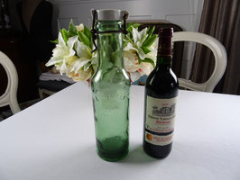 Konservierungsflasche L`Ídeale grünes Glas Lufteinschlüsse Frankreich Deko Vintage (D)