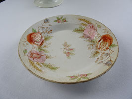 Servierteller hoher Rand Mohnblumen Glockenblumen Ähren Patina Craquele Steingut Frankreich (D)