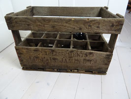 Holzkiste für 15 Flaschen rot weiss inaktiver Holzwurm Champagner Frankreich Vintage (K)