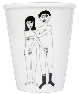Illustrierter Keramik Becher NAKED COUPLE (Helen B)
