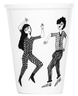 Illustrierter Keramik Becher DANCING COUPLE (Helen B)