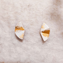 Boucles d'oreilles blanches et Or