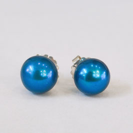 Boucles d'oreilles perles bleu électrique
