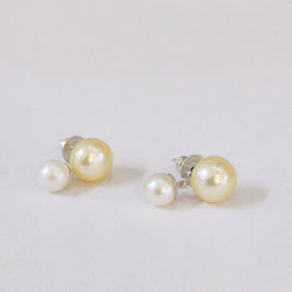 Dormeuses perles blanches et jaunes