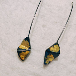 Boucles d'oreilles noires et or
