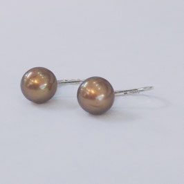 Dormeuses perles marron