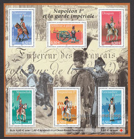 FRA-Block 40 (3823-3828 ) - Napoleon I und die Kaiserliche Garde - 6 x 50