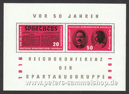 DDR-Block 25 (1154-1155) - 50. Jahrestag der Reichskonferenz der Spartakusgruppe - 20+50