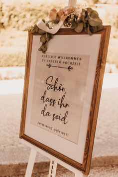 Willkommens-Schild Holzbilderrahmen